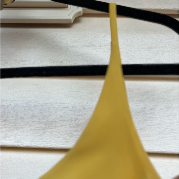 Topshop mustard thin strap front/back V-neck, lined top, side slits, size 2 - Picture 5 of 9